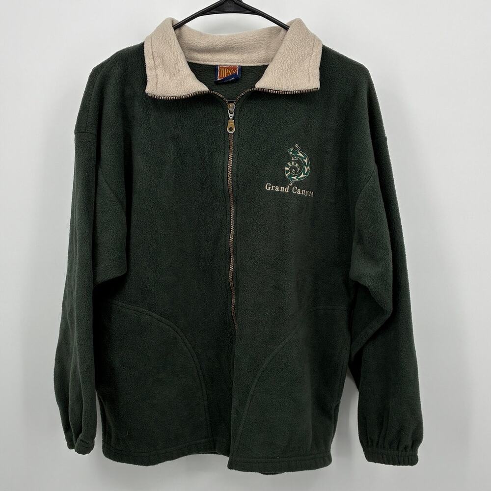 USA MADE VTG Tipsy Grand Canyon Fleece FULL ZIP Forest Green Jacket Size Medium